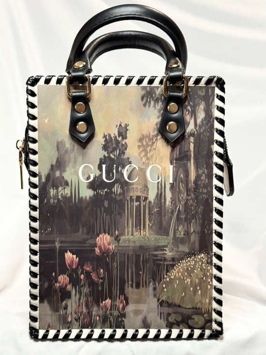 Gucci Handbags - Upcycled Gucci Black Floral Print tote with Pearl Charm Keyring